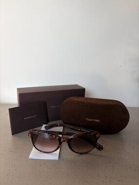 Tom Ford Riley TF298 Round Sunglasses Tortoise Havana Brown Gradient 51mm